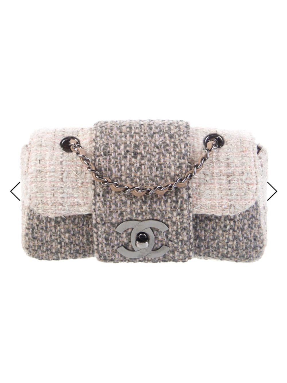CHANEL Tweed Mini Flap Bag in Beige and Gray